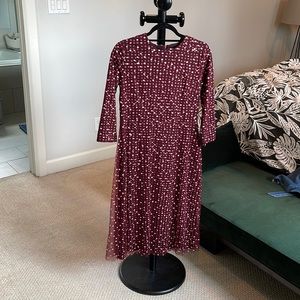 Hugo Boss maroon polka dot dress